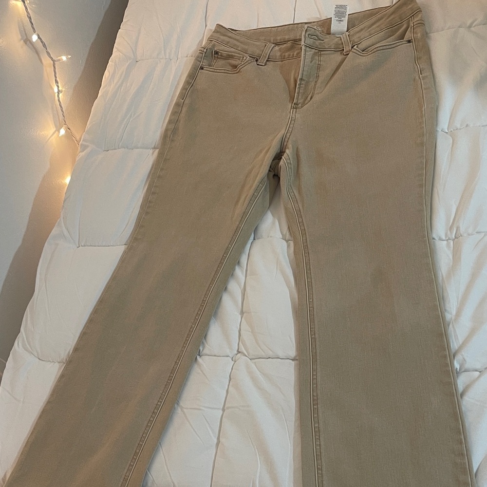 Flare bootcut jeans in khaki tan